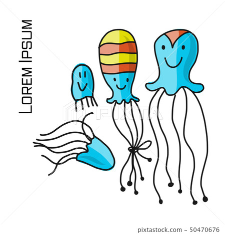Jellyfish family, sketch for your design 50470676