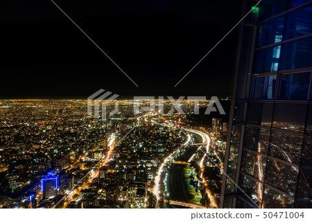 Top view of Santiago de Chile city and Sky costanera reflection 50471004