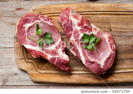 Raw pork steaks Raw pork steaks 50471794