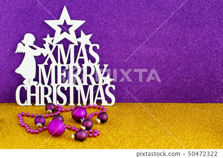 Golden and purple Christmas decorations Stock Photo by katrinshine