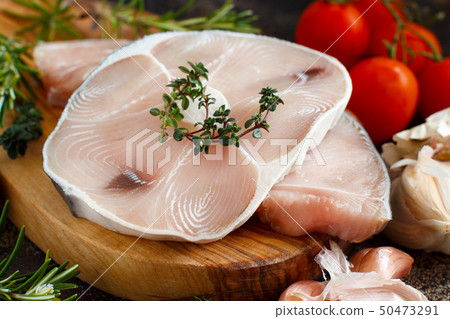 Two shark steak with vegetables and herbs Two shark steak with vegetables and herbs 50473291