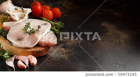 Two shark steak with vegetables and herbs Two shark steak with vegetables and herbs 50473293