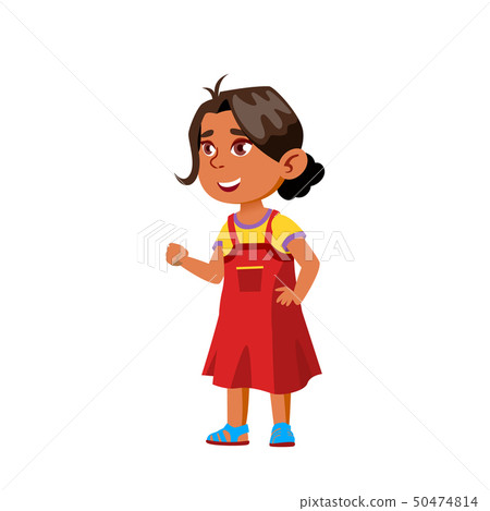 Arab, Muslim Child Girl Cartoon Isolated Vector Illustration 50474814