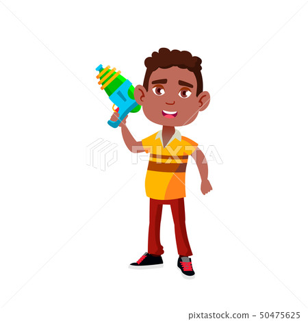 Black, Afro American Child Boy Cartoon Isolated Vector Illustration 50475625