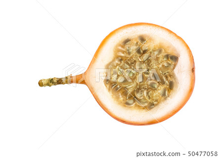 Granadilla or yellow passion fruit isolated on white background. Top view. Flat lay 50477058