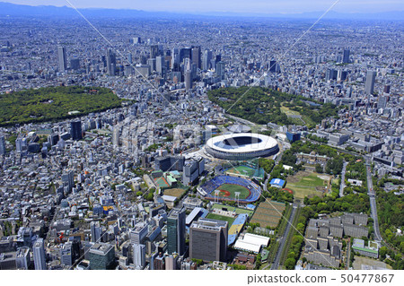Aerial around Jingu / cityscape, Aerial view, 2019 shooting Aerial around Jingu / cityscape, Aerial view, 2019 shooting 50477867