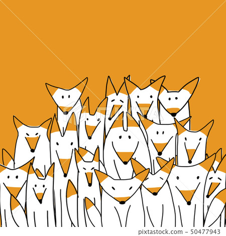 Foxes big family, sketch for your design 50477943
