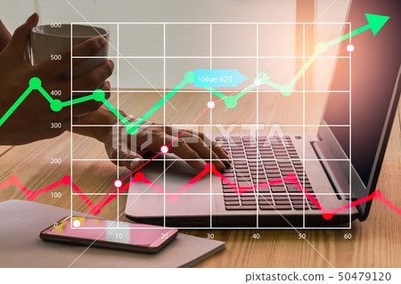 Stock market or forex trading graph and candlestic 50479120