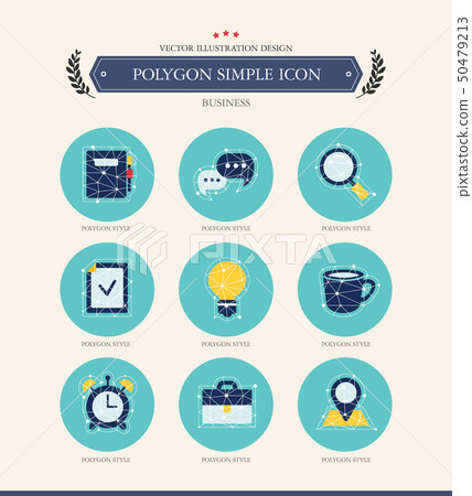 Time Briefcase Cup Bubble Coffee Business Polygon Icon Time Briefcase Cup Bubble Coffee Business Polygon Icon 50479213