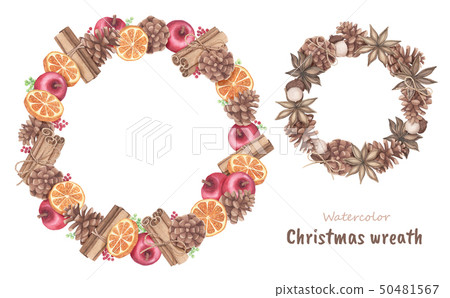 Mulled wine ingredients wreath 50481567