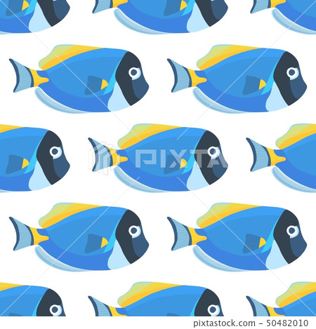 Powder blue tang fish seamless pattern. Acanthurus 50482010