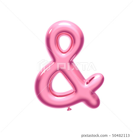Pink foil balloon ampersand mark Pink foil balloon ampersand mark 50482113