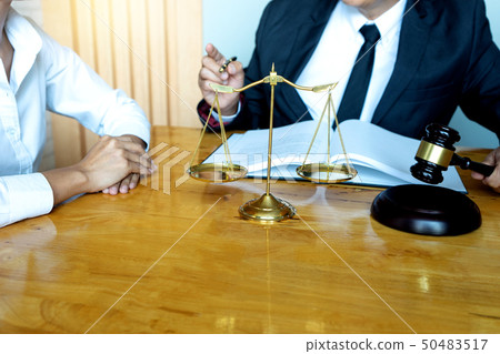 Lawyer or judge gavel with balance work with 50483517