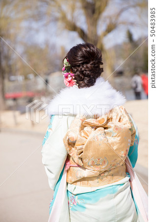 Woman in long-sleeved kimono Woman in long-sleeved kimono 50483985