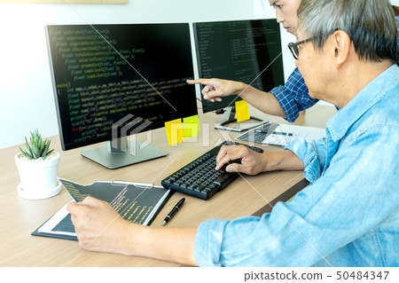senior programmer work with Developing programming senior programmer work with Developing programming 50484347