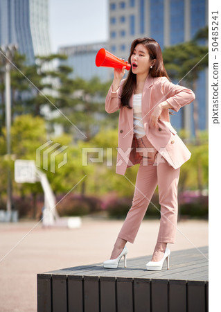 Business woman, business, loudspeaker, new employee 50485241