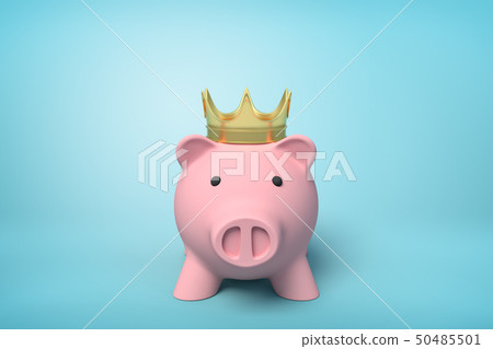 3d front close-up rendering of pink piggy bank… - Stock Illustration