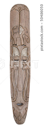 The Carved african wooden mask on the white 50486050