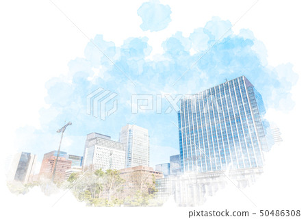 Marunouchi landscape Watercolor style 50486308