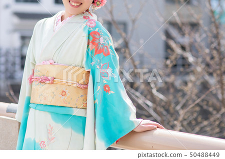 Woman in long-sleeved kimono Woman in long-sleeved kimono 50488449