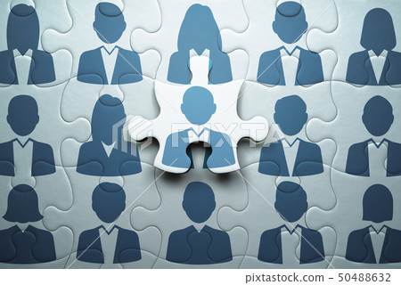 Human resources and teamwork image. The last piece of the jigsaw puzzle. 50488632