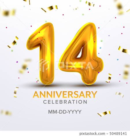 Fourteenth Anniversary Celebration Number Vector Image