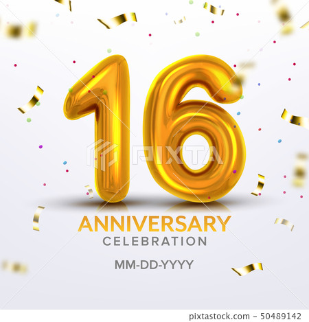 Sixteen Anniversary Celebration Number Vector 50489142