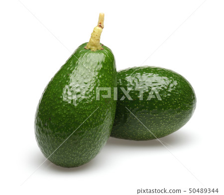 Whole green avocados isolated on white 50489344
