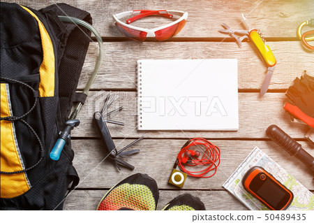 Set of things and tourist equipment for travel and Set of things and tourist equipment for travel and 50489435