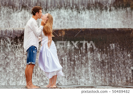 Happy family on honeymoon holidays 50489482