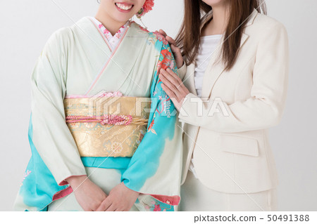 Woman in long-sleeved kimono Woman in long-sleeved kimono 50491388