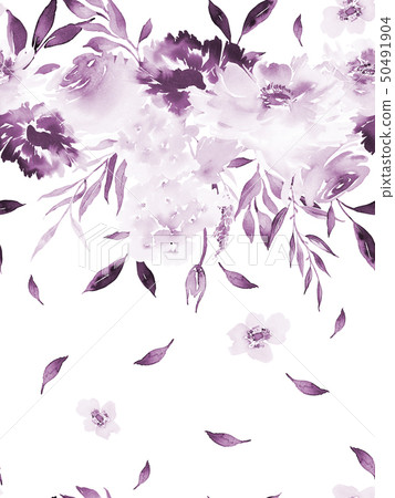 Seamless summer pattern with watercolor flowers 50491904