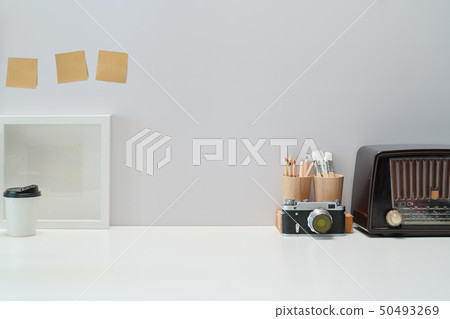 Mockup Blank poster, books, vintage radio and Mockup Blank poster, books, vintage radio and 50493269