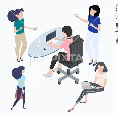 Flat young people characters set 50493369