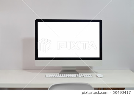 Mockup laptop on workspace table top desk Mockup laptop on workspace table top desk 50493417