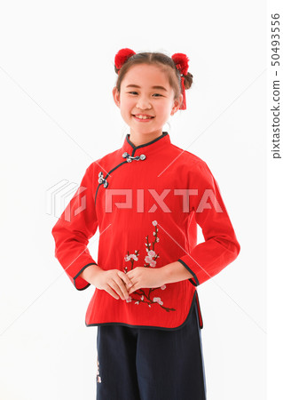 Chinese girl on white background Chinese girl on white background 50493556