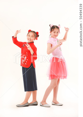 Asian girl on white background Asian girl on white background 50494339