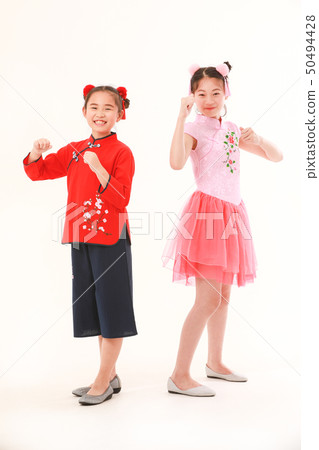 Asian girl on white background Asian girl on white background 50494428