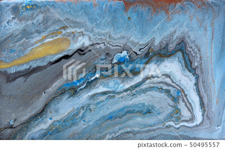 Blue marbling pattern. Golden marble liquid texture. Blue marbling pattern. Golden marble liquid texture. 50495557