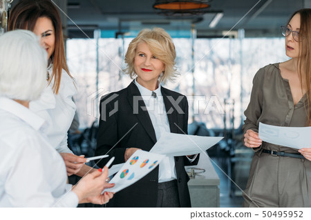 corporate meeting successful business women 50495952