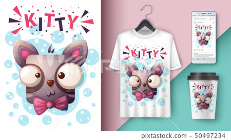 Cute cat, kitty - mockup for your idea. 50497234