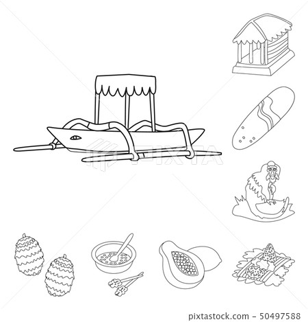Vector design of balinese and caribbean icon. Set of balinese and geography vector icon for stock. 50497588