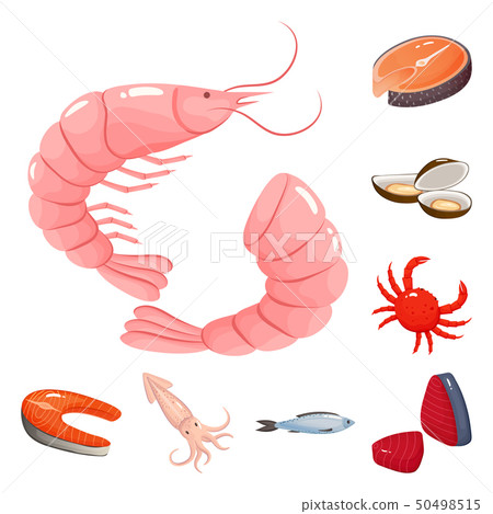 Isolated object of food and sea symbol. Set of food and healthy stock vector illustration. 50498515