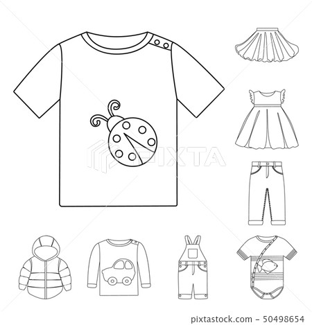 Vector illustration of wear and child symbol. Collection of wear and apparel vector icon for stock. Vector illustration of wear and child symbol. Collection of wear and apparel vector icon for stock. 50498654