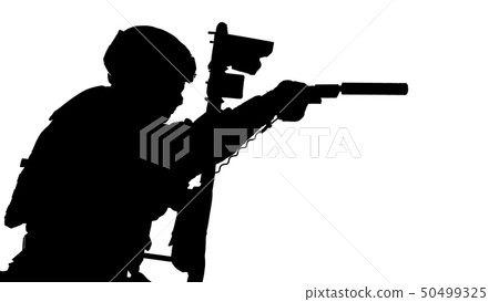 SWAT fighter hiding behind ballistic shield on white SWAT fighter hiding behind ballistic shield on white 50499325