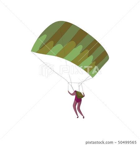 Skydiver soars on an open parachute. Vector illustration on white background. 50499565