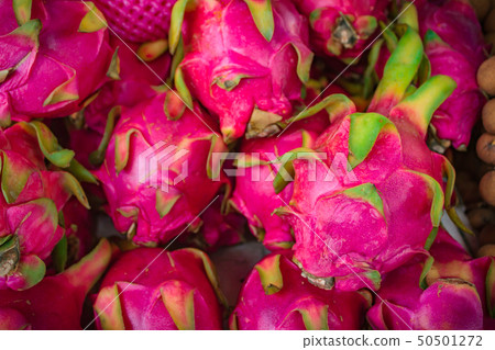 Dragon fruit at market in Thailand. 50501272
