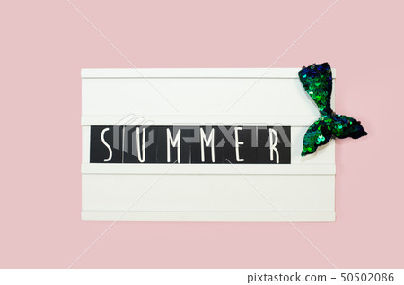 Summer - text on a display lightbox on pink bright background. Summer - text on a display lightbox on pink bright background. 50502086