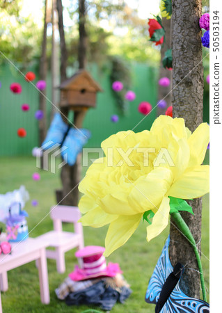 Yellow flower and decorations in summer camp. Yellow flower and decorations in summer camp. 50503194
