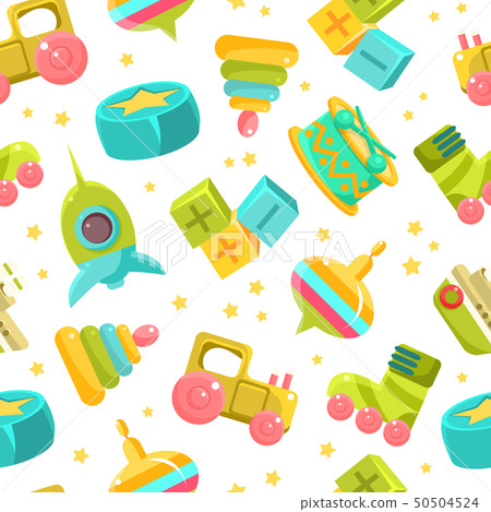 Chidren Toys Seamless Pattern, Design Element Can Be Used for Fabric, Wallpaper, Packaging Vector 50504524